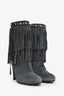 Gucci Grey/Green Suede Fringe Boots Size 38.5