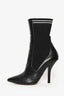 Fendi Black Leather Knit Rockoko Sock Ankle Boots Size 40