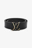 Louis Vuitton Black Leather LV Initial Belt Size 100 Men's
