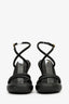 Fendi Black Leather Gold Nappa Baguette Ankle Strap Heels Size 39