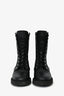 Fendi Black Leather 'Rockoko' Biker Boots with Stretch Fabric Size 37