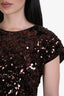 Ganni Black/Browns Sequins Open Back Short Sleeve Top Size 38