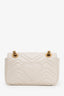 Gucci White Leather Chevron Quilted Small GG Marmont Crossbody Bag