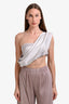 Effie Kats Light Grey Crop Off the Shoulder Top Size S