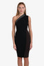 Victoria Beckham Black/Brown One-Shoulder Midi Dress Size 6