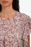 Isabel Marant Etoile Beige/Purple Patterned Ruffle Short Sleeve Top Estimated Size S