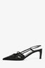 Pre-loved Chanel™ Black Patent Leather Camellia Detail Slingback Heels Size 39