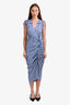 Veronica Beard Blue Stripe Ruched Maxi Dress Size 4