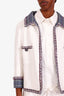Pre-loved Chanel™ 2020 Cruise Collection White Tweed Plaid Evening Jacket Size 38
