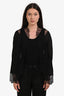 Pre-Loved Chanel™ Black Sheer Silk with Lace Detail Cardigan Size 34