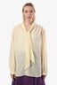 Gucci Cream Silk Long Sleeve Neck Tie Top Size 48