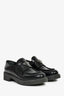Prada Black Brushed Leather Triangle Plaque Logo Loafers Size 37