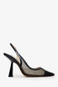 Jimmy Choo Black Patent Leather Mesh Slingback Heels Size 35