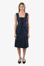 See By Chloe Dark Denim Wash Cris Cross Midi Dress Size 38