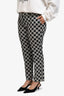 Prada 2014 Navy Blue/Cream Printed Wool Silk Trousers Size 46