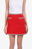 Miu Miu 2021 Red Boucle Mini Skirt Gold Buttons Size 42