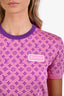 Louis Vuitton Pink/Purple Monogram Silk Blend SS Top Size S