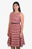 Oscar de la Renta White/Red Tweed Sleeveless Dress Size 10