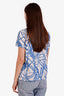 Hermès White/Blue Printed T-Shirt Size 44