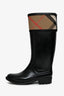 Burberry Black Rubber Check Band Rubber Boots Size 36