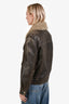 Reformation X Veda Brown Leather Fur Trimmed Bomber Jacket Size S