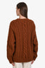 Dôen Brown Alpaca Wool Blend Cable Knit Crewneck Sweater Size XS