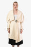 Burberry Cream Wool Big Lapel Square Neck Long Sleeved Double Breasted Midi Coat Size 8 US