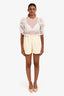 Hermès White Leather Lambskin Paperbag Waist Shorts Size 34