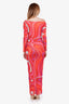 Pucci Pink Sheer 'Marmo Print' Maxi Dress Size 2
