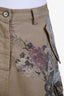 Christian Dior 2022 Brown Denim Embroidered Cargo Midi Skirt Size 4