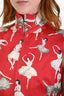 Hermès Vintage Red Silk Ballerina 'La Danse' Zip Vest Size 36