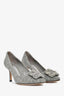 Manolo Blahnik Grey Wool Hangisi Heels Size 36