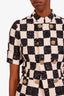 Gucci Black/Cream Cotton Tweed Button-Up Blazer Shirt Size 38