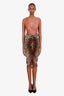 Veronica Beard Leopard Print Silk Ruched Side Midi Skirt Size 0