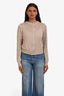 Brunello Cucinelli Light Beige Linen Silk Sequin Fine Knit Crewneck Cardigan Size S