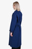 Louis Vuitton Blue Wool Lambskin Detail Belted Coat Size 42