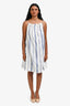 Zimmermann White/Blue Cotton Eyelet Floral Sleeveless Mini Dress Size 1