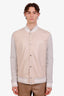 Blouson aviateur Brunello Cucinelli en cuir beige/gris, taille XXL homme