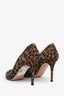 Gianvito Rossi Leopard Print Suede Pointed Toe Heels Size 40