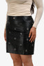 Sportmax Black Lambskin Grommet 'Flyth' Mini Skirt Size 10