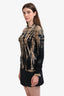 Gary Graham Brown Tie-Dye Printed Wool Long Sleeve Top Size 8