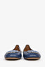 Gucci Blue Leather GG Crystal Flats Size 37.5