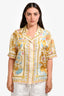 Versace Cream/Gold Underwater Barocco Printed Silk Shirt Size 40