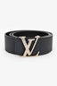 Louis Vuitton 2019 Black Leather Gunmetal Monogram Belt Size 90/36