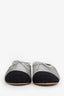 Pre-loved Chanel™ Silver/Black Woven PVC Leather Bow Mules Size 38