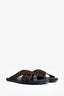 Fendi Brown/Black FF Logo Detail Crossed Slides Size 8 Mens