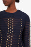 Balmain x H&M Navy/Gold Braided Sheer Long Sleeve Top Size US 12