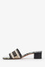 Christian Dior Canvas Leather Embroidered Dway Heeled Slides Size 35.5