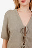 Ganni Green Knit Tie Front Shirt Size XL