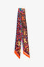 Hermès Orange/Purple Horse Belt Graphic Twilly